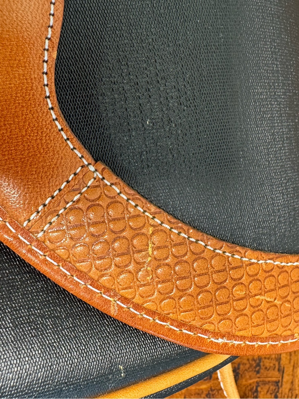 Christian Dior Vintage Black & Tan Canvas w/Leather-Trim Crescent Crossbody - Picture 8 of 11